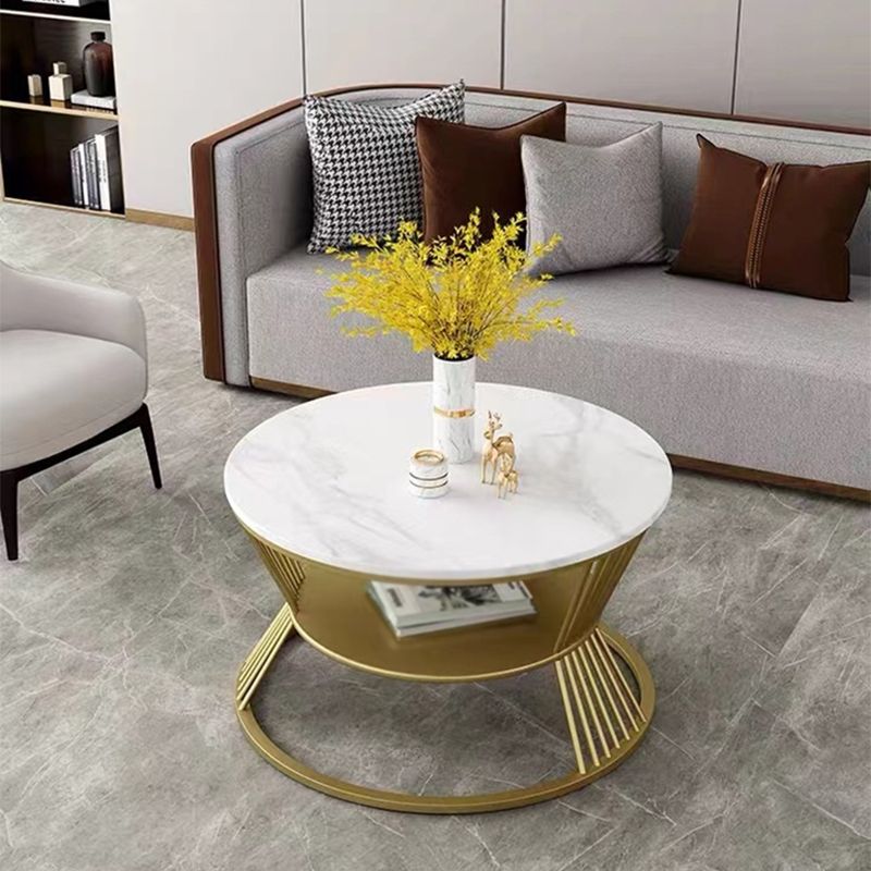 Modern Slate Frame Coffee Table Open Shelf Round Cocktail Table in Black/White Clearhalo 'Coffee & Accent Tables' 'Coffee Tables' 'coffee_tables' 'furn' 'furn_coffee_tables' 'Furniture' 'Living Room Furniture' 1200x1200_e3911426-54aa-4c9a-91da-59f800f77e6e