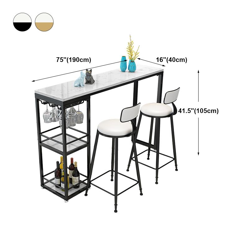 Marble Counter Table with Rectangle Table Top White Double Pedestal Table - 41.3" H Clearhalo 'Bar Furniture' 'Bar Tables' 'bar_tables' 'furn' 'furn_bar_tables' 'Furniture' 'furniture_bar_tables' 'Kitchen & Dining Furniture' 1200x1200_e3918ff2-02fc-4474-8886-e1d1d8986cc8