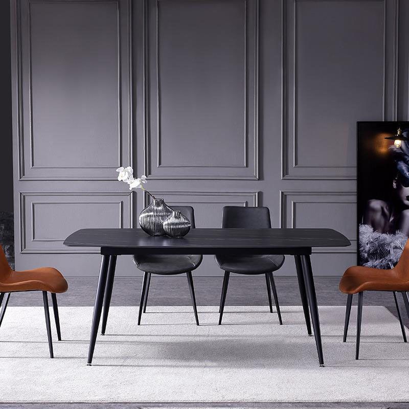 Stone Top Dining Table Industrial Rectangle Table with 4 Legs Clearhalo 'Dining Tables & Seating' 'Dining Tables' 'dining_table' 'furn' 'furn_dining_table' 'Furniture' 'furniture_dining_table' 'Kitchen & Dining Furniture' 'kitchen' 'kitchen_dining_table' 1200x1200_e392b31c-1fbc-4c27-b733-4af39cc6e1ac