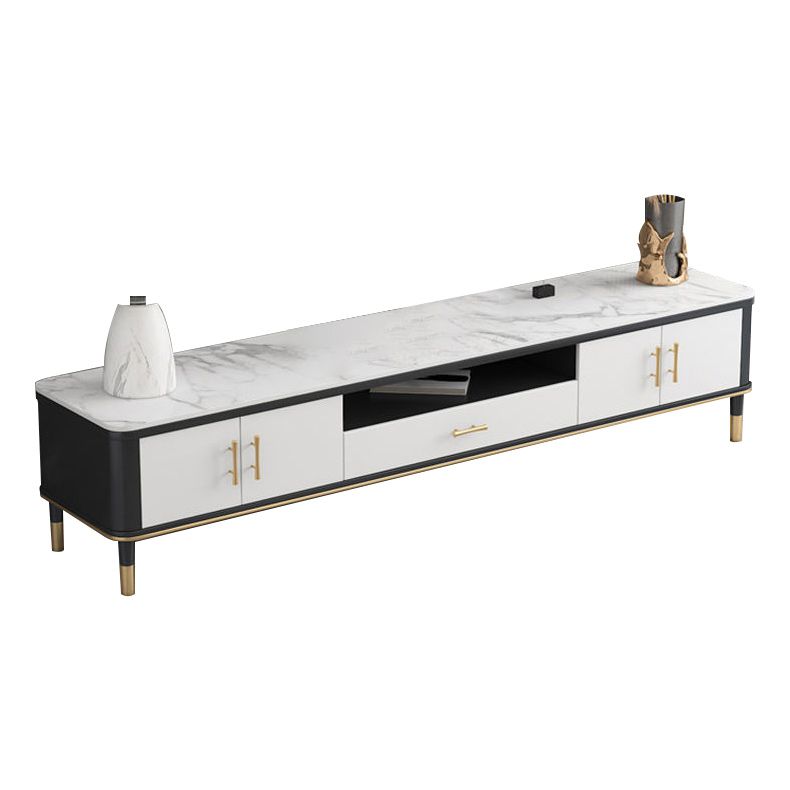 Witte stenen top tv-kast luxueuze 1-open plank tv-standconsole met kasten