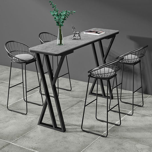 White Modern Style Rectangle Bar Table in Faux Marble and Metal Coffee Shop Bar Table Clearhalo 'Bar Furniture' 'Bar Tables' 'bar_tables' 'furn' 'furn_bar_tables' 'Furniture' 'furniture_bar_tables' 'Kitchen & Dining Furniture' 1200x1200_e396f17b-c728-4eac-b92e-d8a1f9f5d132