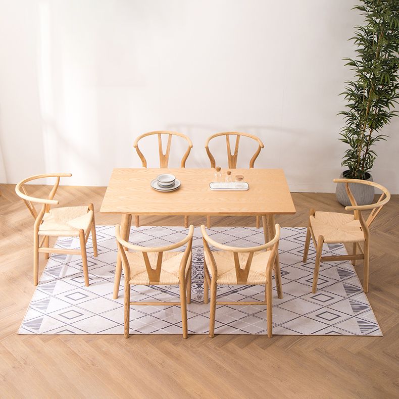 Wood Modern Dining Arm Chair with Color Cushion Wishbone Chair for Home Clearhalo ' kitchen&dining_furn' 'Dining Chairs' 'Dining Tables & Seating' 'dining_chair' 'furn' 'furn_dining_chair' 'Furniture' 'furniture_dining_chair' 'Kitchen & Dining Furniture' 'kitchen' 1200x1200_e39749c3-eef6-40bc-9ff3-8fcb39ffce50