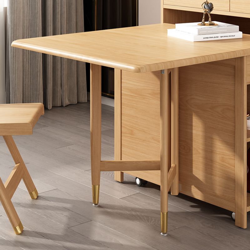 Solid Wood Dining Table Mid-Century Drop-Leaf Dining Table for Home Use