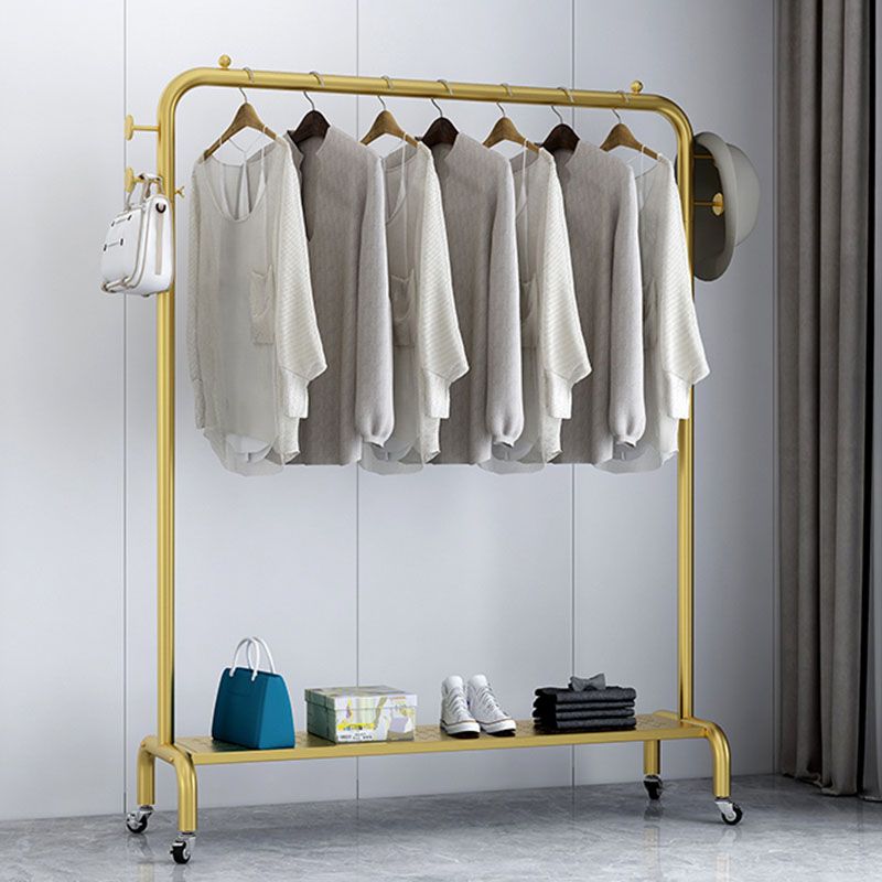 Glam Coat Rack Hanging Rail Lower Shelf 4 Hooks Entryway Coat Hanger Clearhalo 'Entry & Mudroom Furniture' 'furn' 'furn_hall_tree_coat_racks' 'Furniture' 'Hall Trees & Coat Racks' 'hall_tree_coat_racks' 1200x1200_e3987756-7b4e-4e7a-a3d2-cf183d9600bd