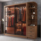 Chambre coulissante armoire brune moderne avec portes en verre