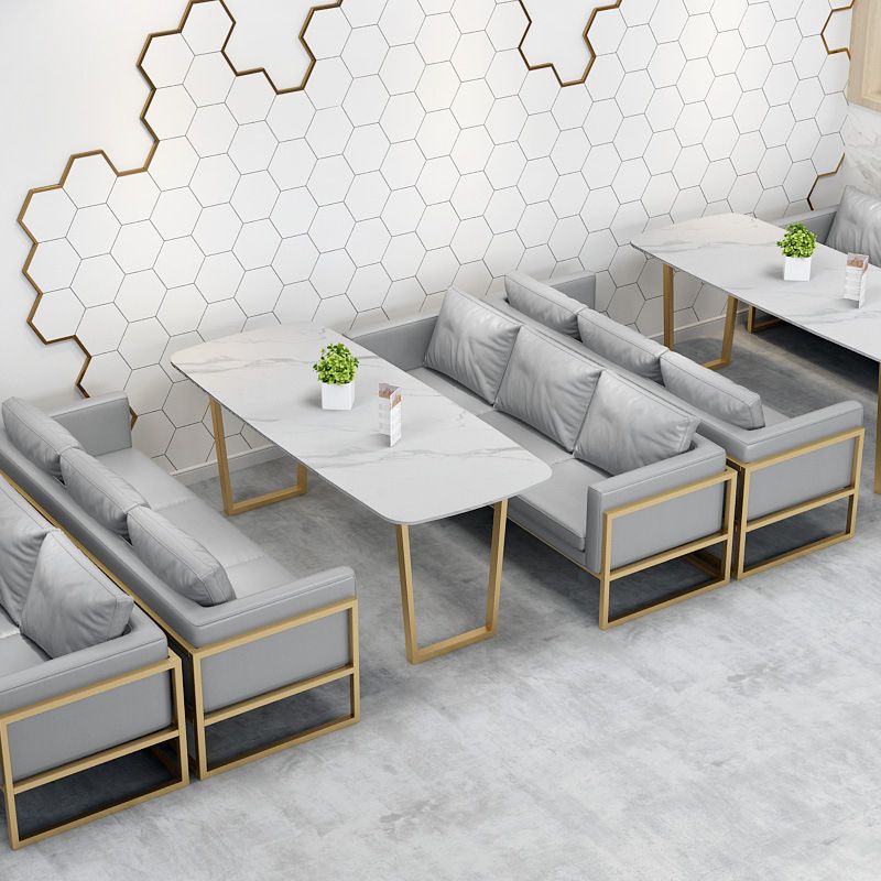 Industrial Style Dining Table Sintered Stone Sled Dining Table with Gold Frame Clearhalo 'Dining Tables & Seating' 'Dining Tables' 'dining_table' 'furn' 'furn_dining_table' 'Furniture' 'furniture_dining_table' 'Kitchen & Dining Furniture' 'kitchen' 'kitchen_dining_table' 1200x1200_e399aa2e-47e1-403d-ab70-1e29c830ee8b