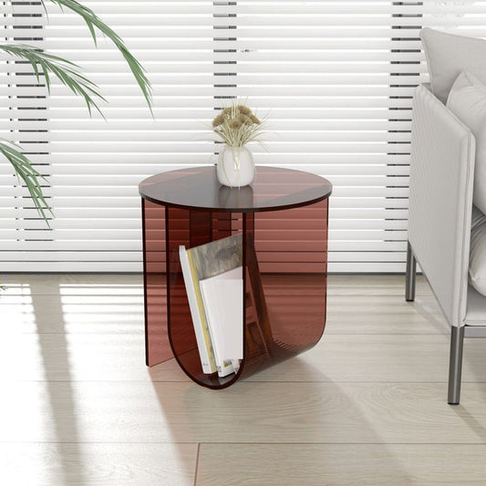 Tavolino moderno di fascia rotonda acrilica tavola laterale astratta con archiviazione