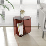 Tabla de extremo redonda acrílica moderna Mesa base abstracta resumen con almacenamiento