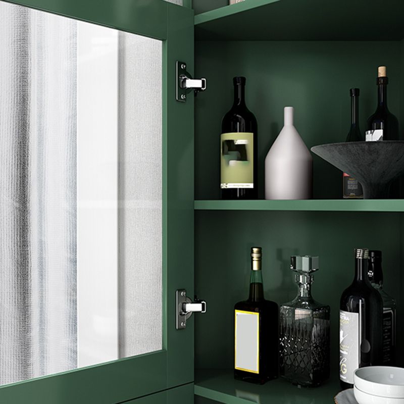 Armadio di stoccaggio in legno con 2 porte di vetro e scaffale di stoccaggio moderno