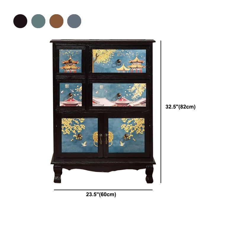 11.8 "D Cofre de almacenamiento de madera sólida COMBO COMBO COMBUTADOR CON CASTOS Y PUERTAS