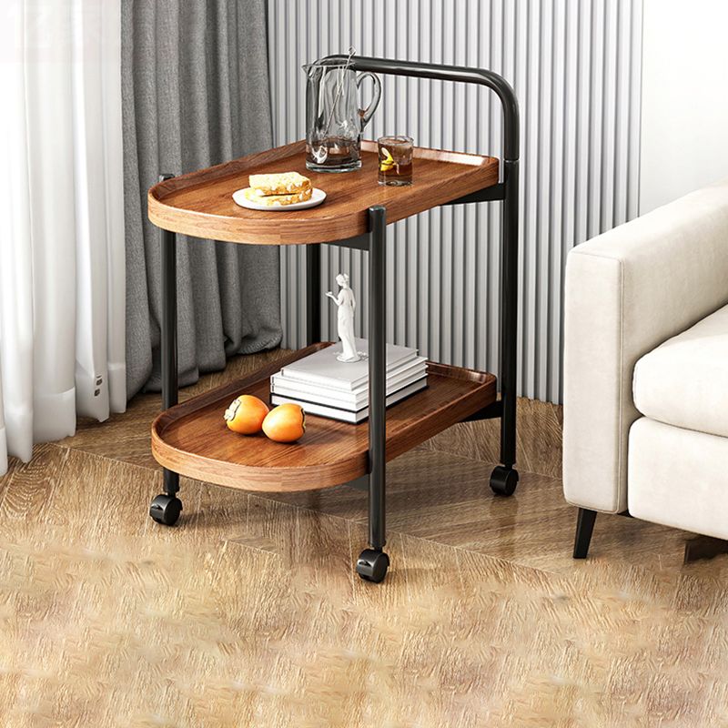 Contemporary Accent Side Table with Storage Wood and Metal End Table
