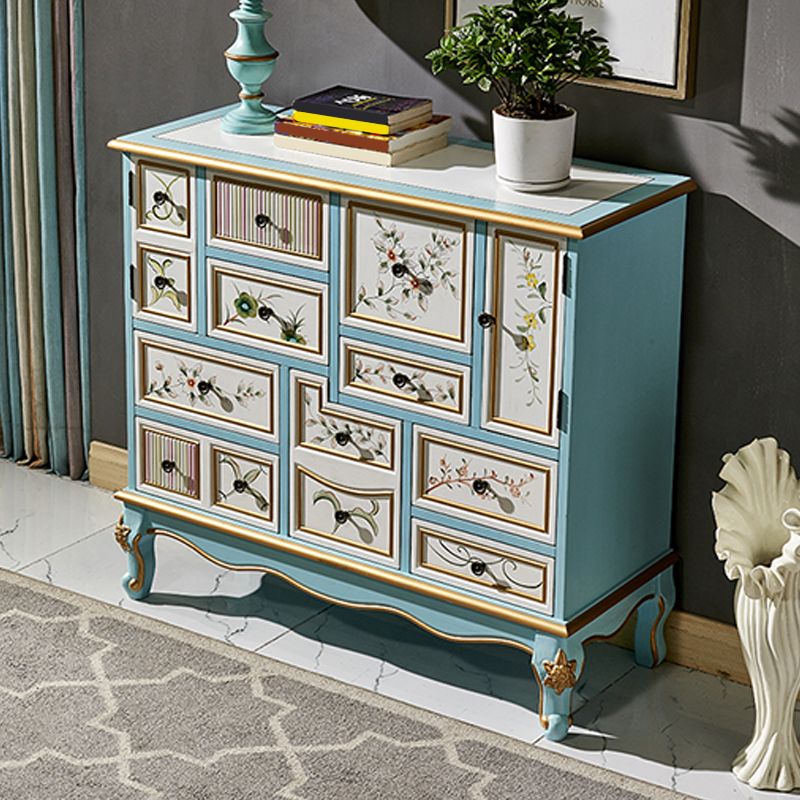 15,6-inch W dressoir traditionele massieve houten opbergkast met 9 laden