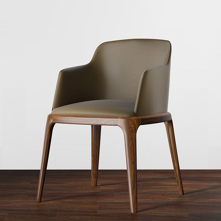 Contemporary Style Leather Chair Arm Parsons Chair with Wooden Legs for Dining Room Clearhalo ' kitchen&dining_furn' 'Dining Chairs' 'Dining Tables & Seating' 'dining_chair' 'furn' 'furn_dining_chair' 'Furniture' 'furniture_dining_chair' 'Kitchen & Dining Furniture' 'kitchen' 1200x1200_e3a31ca7-fbbe-4adb-b836-70a8e10d7e7b