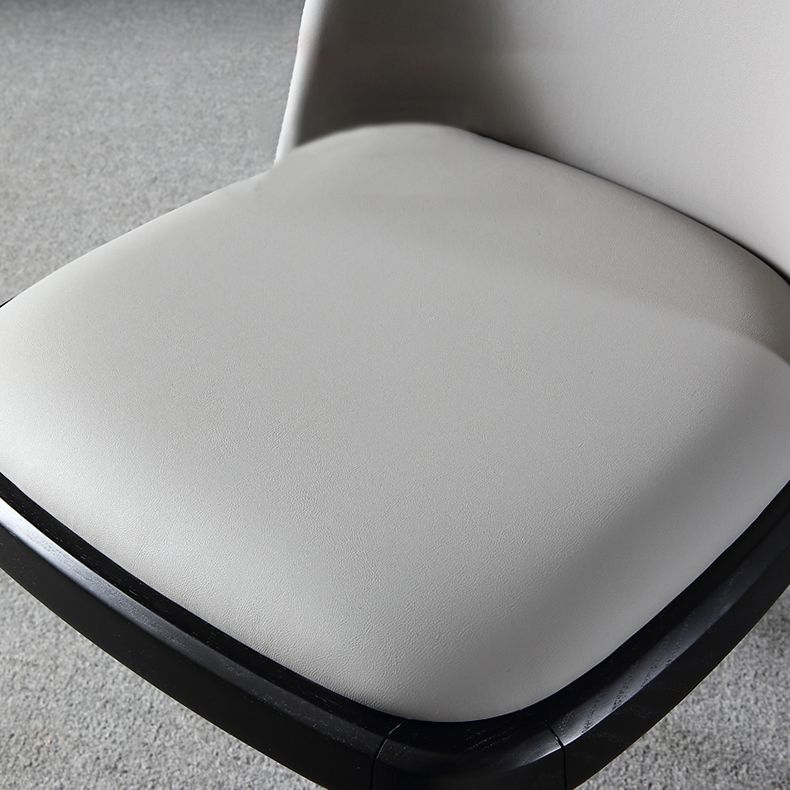 Scandinavian Style Faux Leather Side Chairs with Wooden Legs Solid Back Chair for Home Clearhalo ' kitchen&dining_furn' 'Dining Chairs' 'Dining Tables & Seating' 'dining_chair' 'furn' 'furn_dining_chair' 'Furniture' 'furniture_dining_chair' 'Kitchen & Dining Furniture' 'kitchen' 1200x1200_e3a3436f-d043-4f77-862d-44934f924566