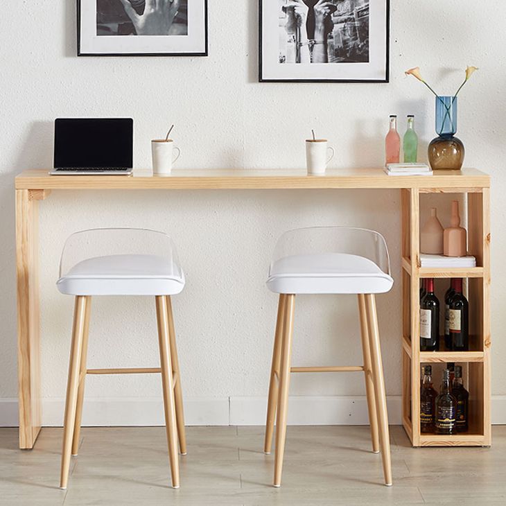 Modern Beige Wood Bar Dining Table Rectangle Indoor Bistro Table with Shelf Clearhalo 'Bar Furniture' 'Bar Tables' 'bar_tables' 'furn' 'furn_bar_tables' 'Furniture' 'furniture_bar_tables' 'Kitchen & Dining Furniture' 1200x1200_e3a4d37e-c41b-488c-bbc7-8df105ee5029