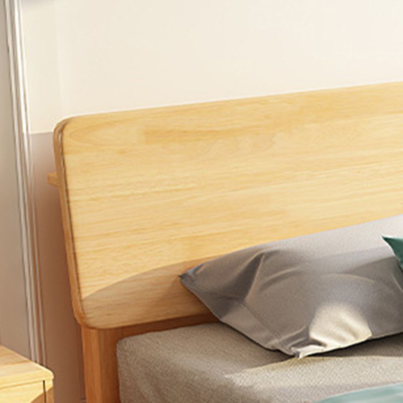 84.65 inch Wide Scandinavian Bed Frame Solid Wood Standard Bed with Headboard