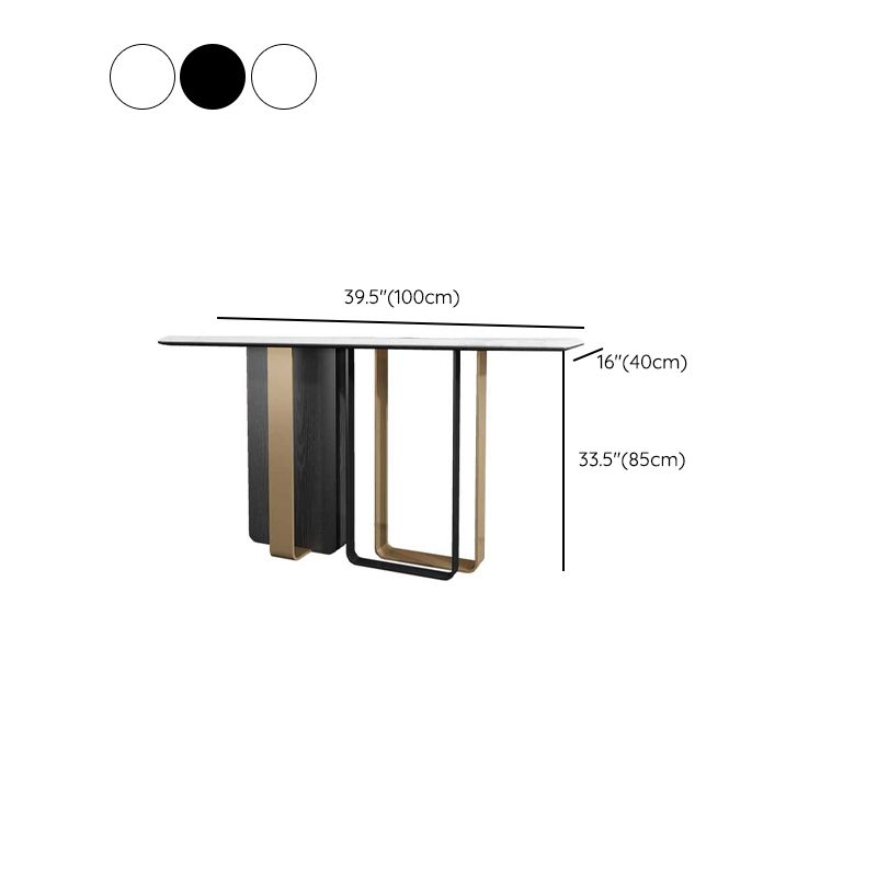 16 Inch Wide Glam Accent Table Rectangle Stone Console Table for Hall