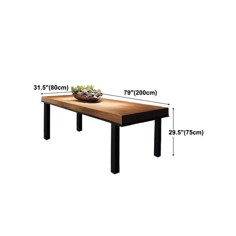 Industrial Rectangle Dining Table Pine Solid Wood Table with 4 Black Metal Legs Clearhalo 'Dining Tables & Seating' 'Dining Tables' 'dining_table' 'furn' 'furn_dining_table' 'Furniture' 'Kitchen & Dining Furniture' 1200x1200_e3a7520f-a307-412e-9382-77f1c475f06e