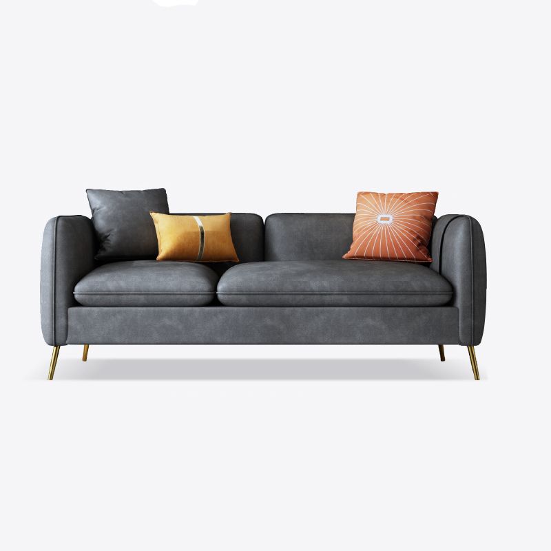 Mid-Century Modern Tuxedo Arm Sofa Faux Leather 29.92" High Seating Clearhalo 'furn' 'furn_sofas' 'Furniture' 'furniture_sofas' 'kitchen' 'kitchen_sofas' 'Living Room Furniture' 'Sofa' 'sofas' 1200x1200_e3a8290a-b415-4417-ab39-b099b172411a