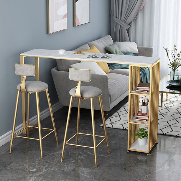 Mesa rectangular para pub, altura de barra, mesa de bar Glam con tapa de piedra