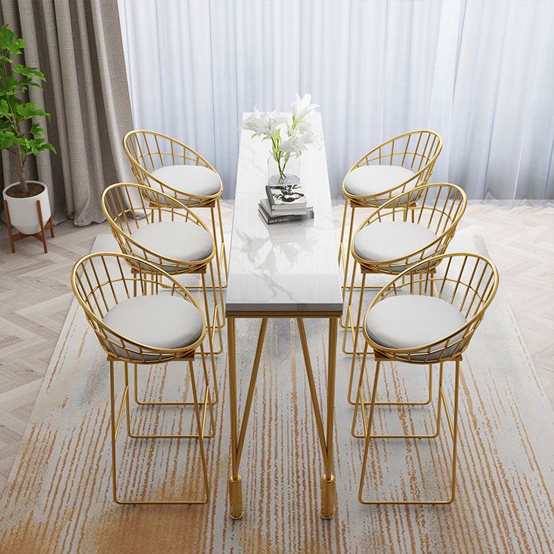 Glam Style Bar Table 42-inch Height Gold 4 Legs Bistro Table for Living Room Clearhalo 'Bar Furniture' 'Bar Tables' 'bar_tables' 'furn' 'furn_bar_tables' 'Furniture' 'furniture_bar_tables' 'Kitchen & Dining Furniture' 1200x1200_e3ad866b-3702-446f-9073-30da39e0b141