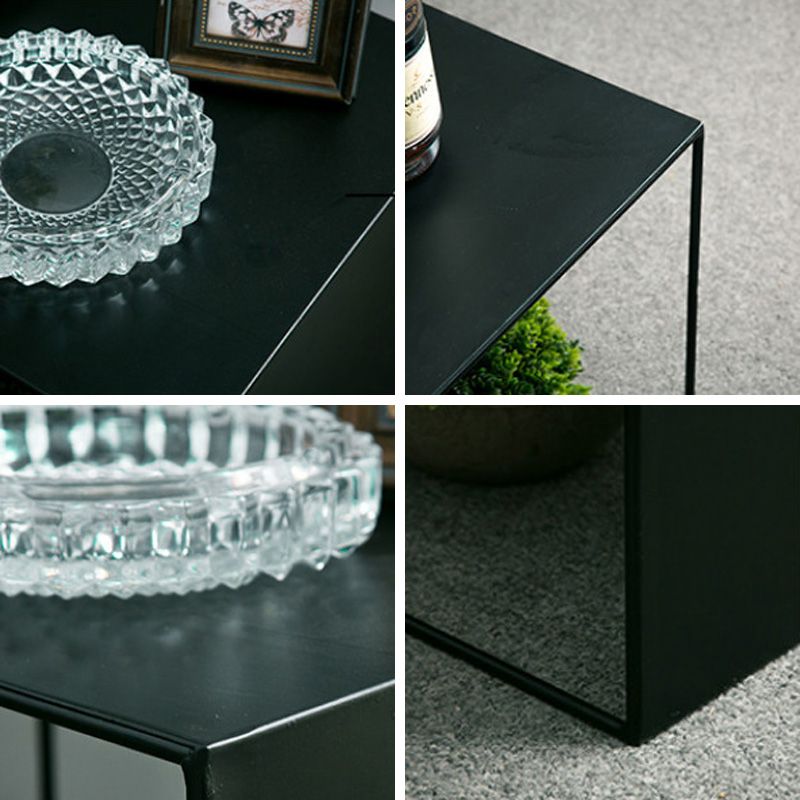 Mid-Century Modern Coffee Table Black Iron Coffee Cocktail Table