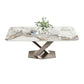 Glam Rectangle Table Sintered Stone Dining Table with Metal Legs