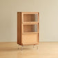 Cofre de acento de madera maciza natural 49.2 "Gabinete de almacenamiento de vidrio de vidrio alto