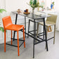 Modern Armless Faux Leather Low Back Bar Stools with Metal Base