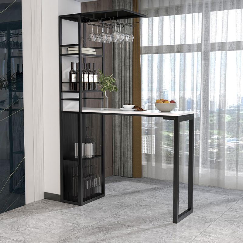 Glam Style Stone Top Counter Table 42-inch Height Table with Wine Rack for Dining Room Clearhalo 'Bar Furniture' 'Bar Tables' 'bar_tables' 'furn' 'furn_bar_tables' 'Furniture' 'furniture_bar_tables' 'Kitchen & Dining Furniture' 1200x1200_e3b4966c-5a8b-40c4-83a9-c8d87d3d1dce