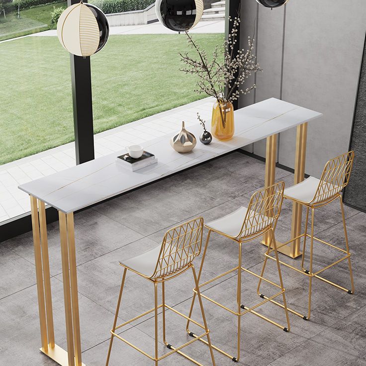 Stenen bar eettafel traditionele luxe rechthoekige bar eettafel met sleeënbasis