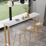 Stenen bar eettafel traditionele luxe rechthoekige bar eettafel met sleeënbasis