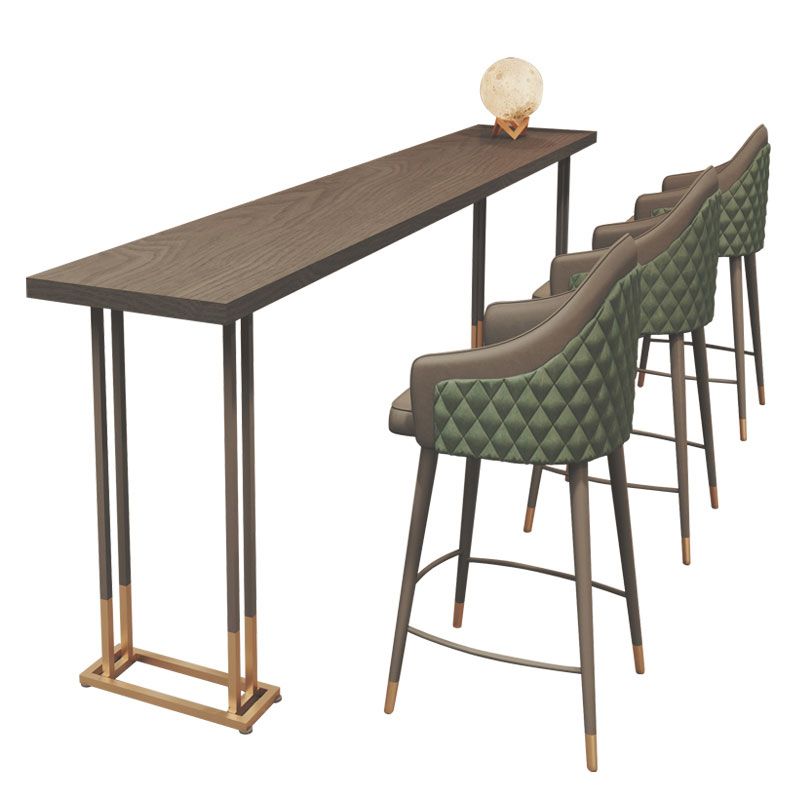 Rectangle Solid Wood Top Bistro Table Glam Pub Table with Metal Base Clearhalo 'Bar Furniture' 'Bar Tables' 'bar_tables' 'furn' 'furn_bar_tables' 'Furniture' 'Kitchen & Dining Furniture' 1200x1200_e3b5115d-cc4e-41eb-8cd1-05d4c091afb0