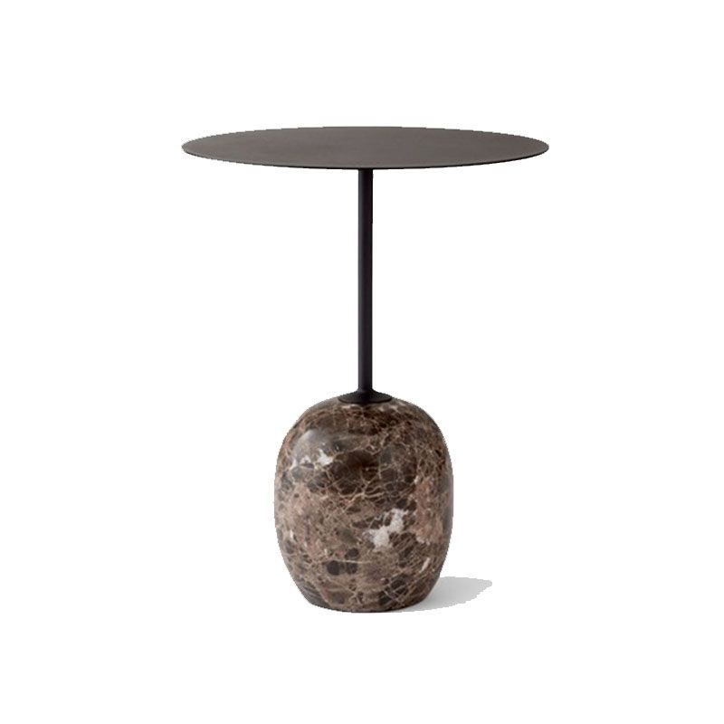 Mid-Century 17.7"/19.6" Metal Round Top Side Table Marble Pedestal End Table