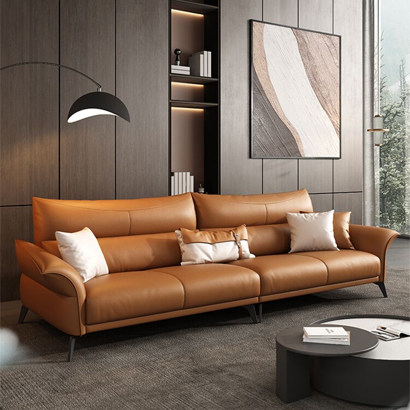 Cuscino cucito contemporaneo posteriore standard braccio svasato divano in pelle genuina