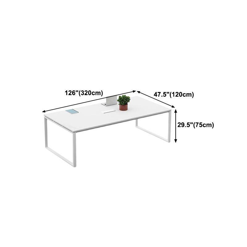 Solid Wood Contemporary Rectangular Dining Table White Indoor Table with Sled Base Clearhalo ' dining_table' 'Dining Tables & Seating' 'Dining Tables' 'furn' 'furn_dining_table' 'Furniture' 'furniture_dining_table' 'Kitchen & Dining Furniture' 'kitchen&dining_furn' 'kitchen' 'kitchen_dining_table' 1200x1200_e3b5db29-775c-4ae2-808d-3de65487a3e8