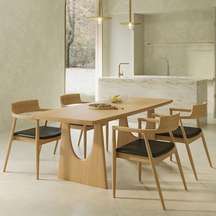 Table à manger rectangulaire à Double piédestal, Table moderne en bois de pin pour le salon