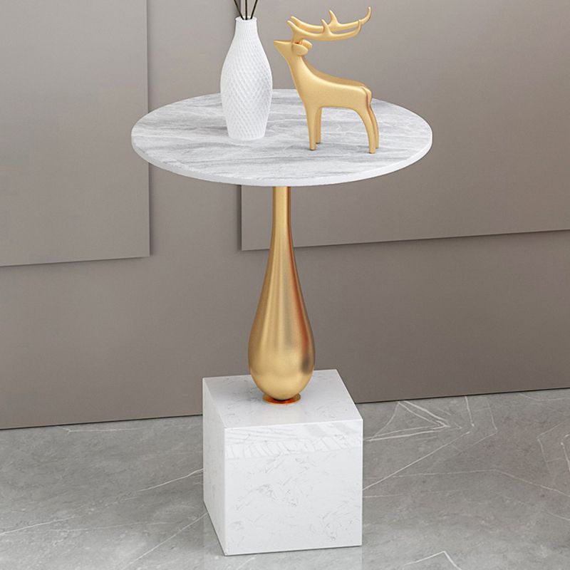 Modern 13.77" Wide End Table Round Stone Top Pedestal Side Table Clearhalo 'Coffee & Accent Tables' 'End & Side Tables' 'end_side_tables' 'furn' 'furn_end_side_tables' 'Furniture' 'Living Room Furniture' 1200x1200_e3b6cdd4-8b67-40b0-864d-423a84b00d50