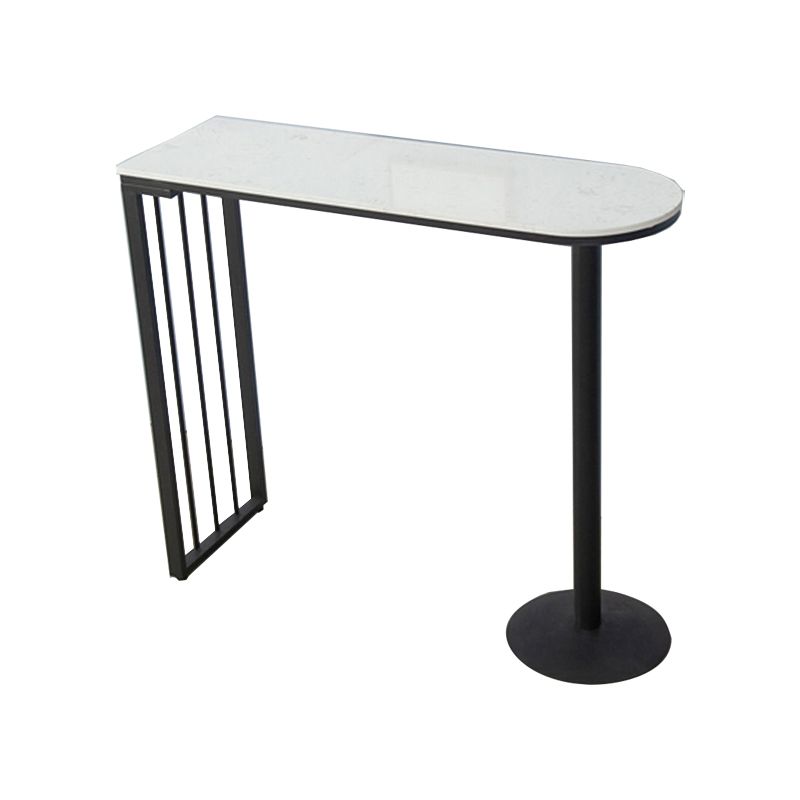Glam White Faux Marble Pub Bar Table Indoor Iron Bar Dining Table with Double Pedestal Clearhalo 'Bar Furniture' 'Bar Tables' 'bar_tables' 'furn' 'furn_bar_tables' 'Furniture' 'furniture_bar_tables' 'Kitchen & Dining Furniture' 'kitchen&dining_furn' 'kitchen' 1200x1200_e3b72a84-d377-4b37-b4bd-cc3c42001efd