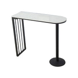 Glam White Faux Marble Pub Bar Table Indoor Iron Bar Dining Table with Double Pedestal Clearhalo 'Bar Furniture' 'Bar Tables' 'bar_tables' 'furn' 'furn_bar_tables' 'Furniture' 'furniture_bar_tables' 'Kitchen & Dining Furniture' 'kitchen&dining_furn' 'kitchen' 1200x1200_e3b72a84-d377-4b37-b4bd-cc3c42001efd
