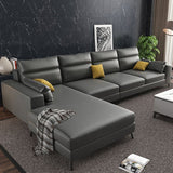 Scandinavian Faux Leather Sectional for Four People 60.63" Wide
