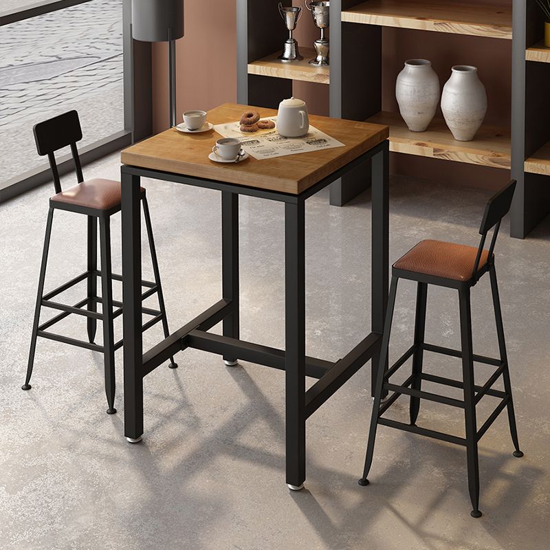 Industrial Wood Indoor Pub Bar Table Black Iron Bar Dining Table with 4-Prong Pedestal Clearhalo 'Bar Furniture' 'Bar Tables' 'bar_tables' 'furn' 'furn_bar_tables' 'Furniture' 'furniture_bar_tables' 'Kitchen & Dining Furniture' 1200x1200_e3b8fa99-c7ed-4f20-9ae4-4cc117003a17