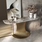 Half Moon Shape Contemporary Console Table in Gold/Silver Stone Console Sofa Table