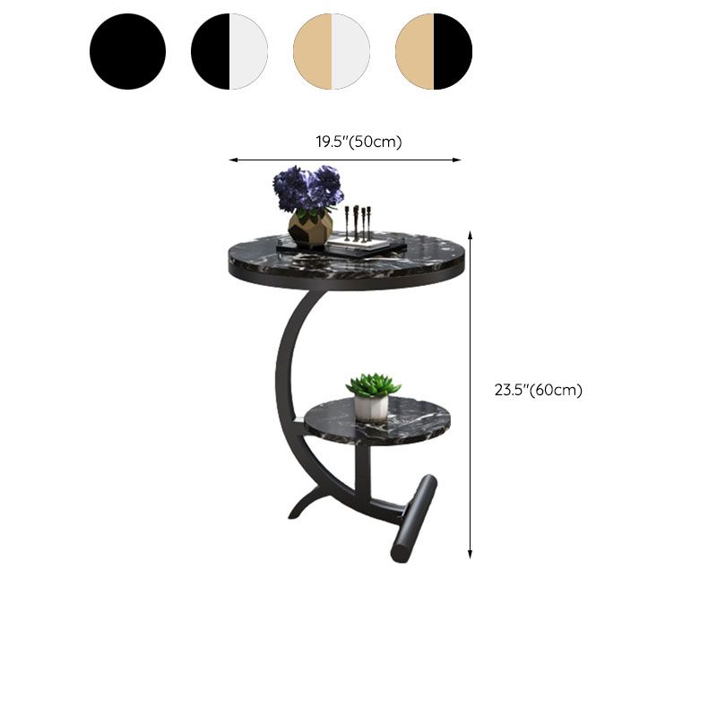 モダンな丸い大理石のトップエンドテーブル23.62 "背の高い金属Cサイドテーブル