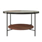 Contemporary Round Glass Top Coffe Table with Wooden Shelf 1 Piece