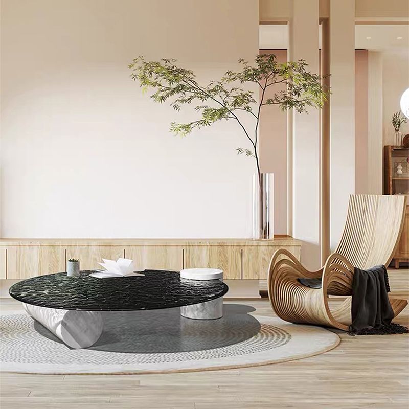 Tropical Round Cocktail Table Glass Pedestal Single Coffee Table Clearhalo 'Coffee & Accent Tables' 'Coffee Tables' 'coffee_tables' 'furn' 'furn_coffee_tables' 'Furniture' 'Living Room Furniture' 1200x1200_e3bb2e94-7bef-4544-bcbe-ec3f49e1a4da