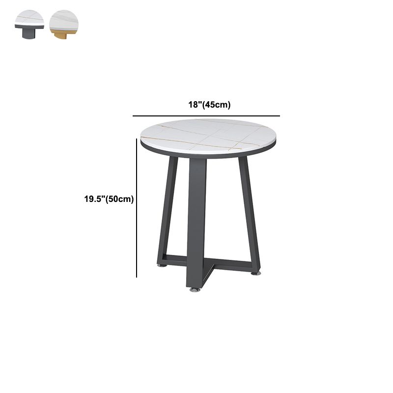 Glam Metal Cross Legs Coffee Table Slate Top Round Coffee Table