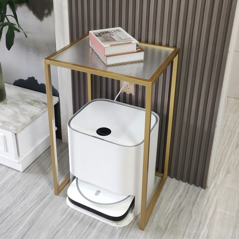 31.5" Tall Rectangular Clear Glass End Table Modern Frame Side Table