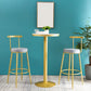 Glam Round Pub Table Set 1/2/3 Pieces Marble Top Bar Table with Metal Stools