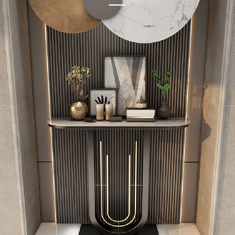 Tavolo console da 31,5 "H, tavolo di accento moderno con mezzalun top